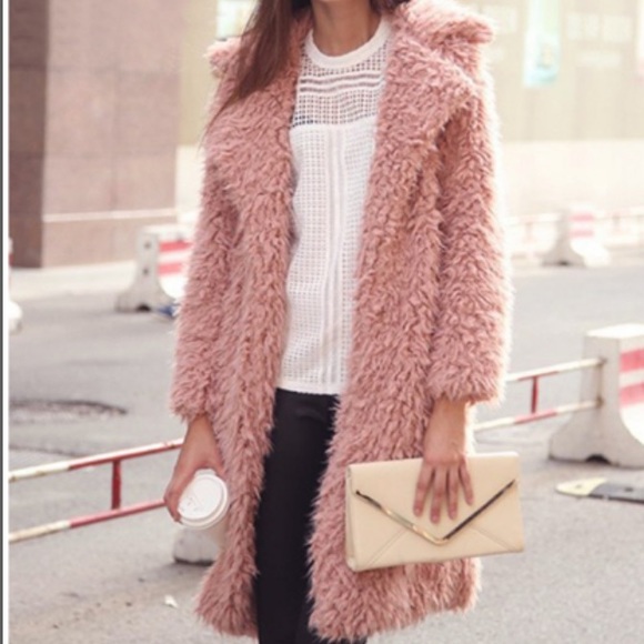 1 LEFT NEW Pink Shaggy Fur Jacket Cozy Classy - Picture 2 of 8